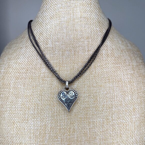 Brighton Silver Plated Heart Pendant Necklace With Multi-Strand Chain - Picture 1 of 8